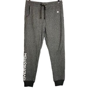 Overwatch Heather Gray Sweatpants Jogging Pants Spell Out Pockets Large L
